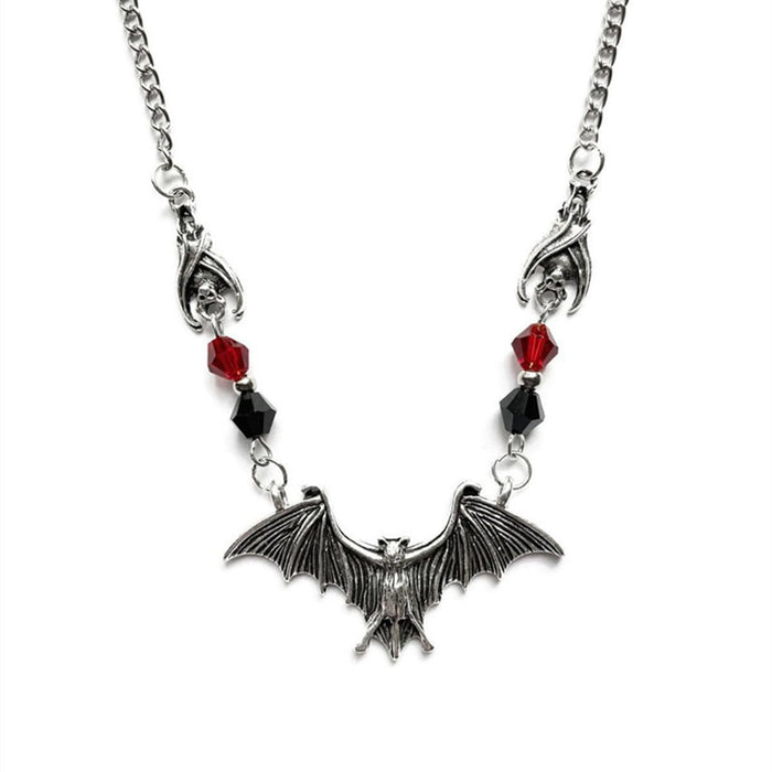 Wholesale Gothic Vampire Bat Cross Necklace  Jewelry Accessory Pearl Chain Zinc Alloy Boutique Resale Gift