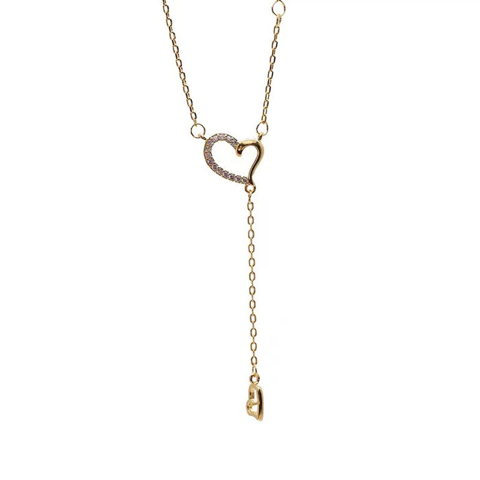 Wholesale Titanium steel necklace, heart-shaped pendant, high-end feel, light luxury, pearl splicing, collarbone chain