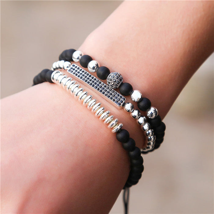 Wholesale Bracelet Black Frosted Bead Bracelet Set JDC-BT-ZhuJ006