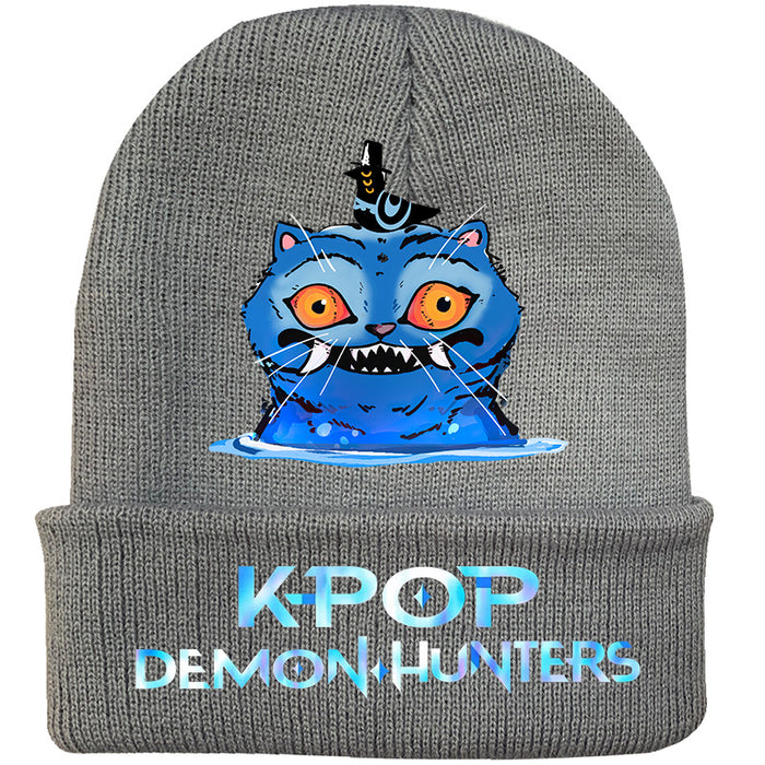 Wholesale Kpop Knitted hat fashion curled brim beanie printed