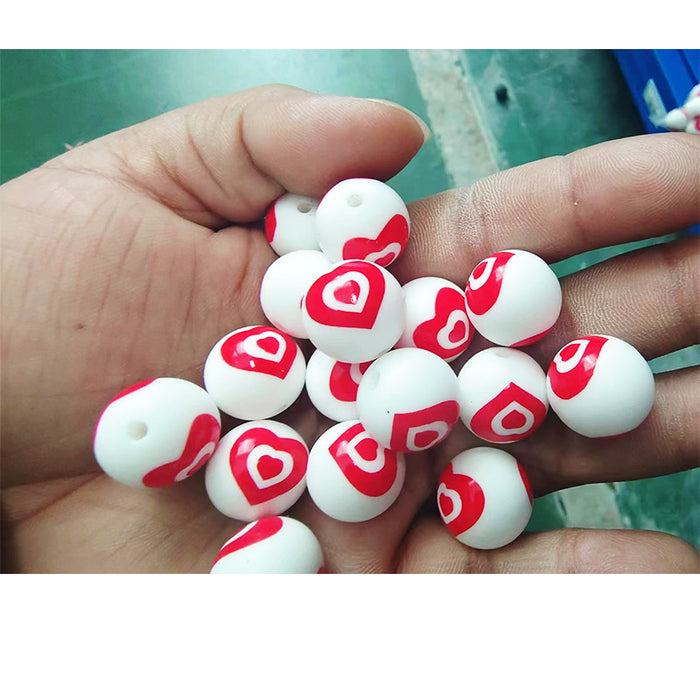 Wholesale 20pcs15mm Valentine's Day Printed Beads JDC-BDS-HongZhou007