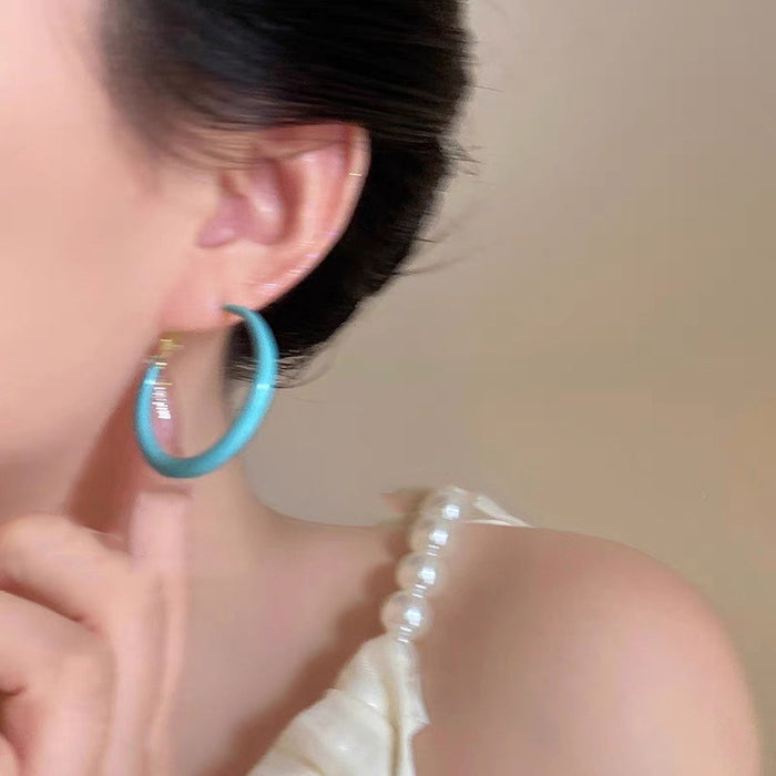 Wholesale Drip glazed circle earrings with new temperament, personality, and high-end feel
