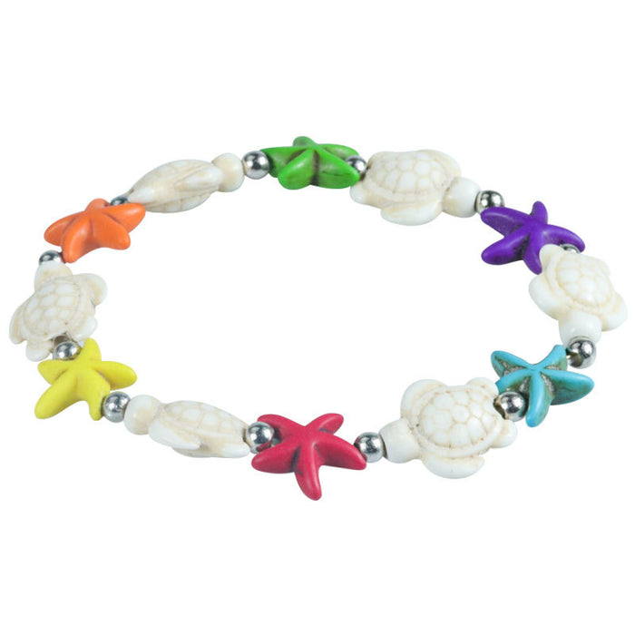 Wholesale summer starfish shell turquoise turtle ocean bracelet