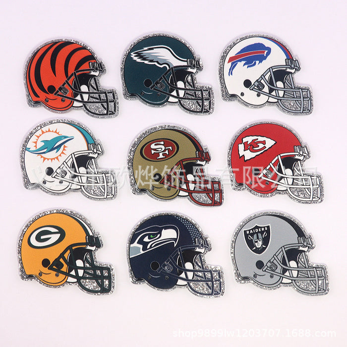 Wholesale 10pcs Cartoon Football Helmet Cartoon Acrylic DIY Patch Accessories JDC-FK-OuYie016