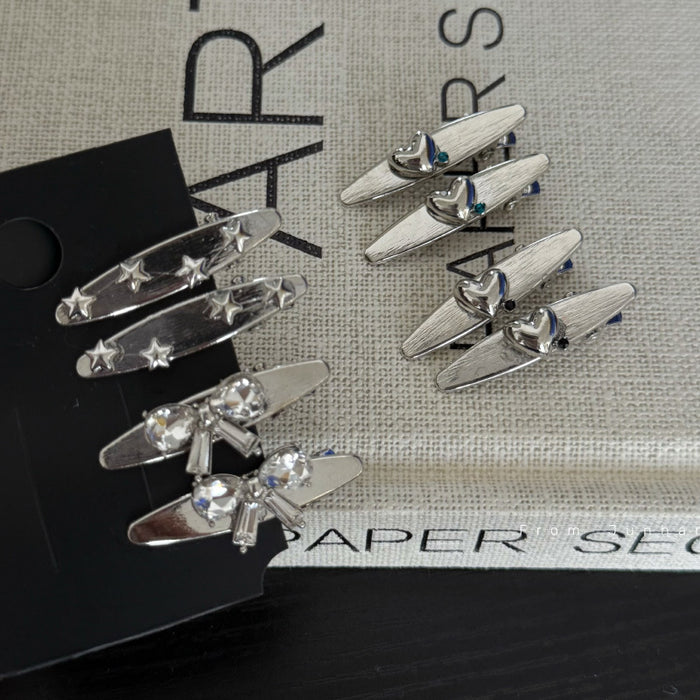 Wholesale Bow metal hair clip, heart-shaped small bangs clip, back of the head headpiece, hair clip