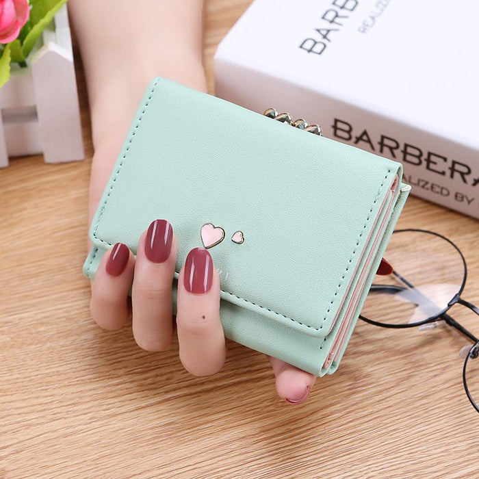 Wholesale Sweet Heart Wallet PU Leather Two Hearts Coin Purse Card Case Chic Boutique Fashion Accessory MOQ≥3