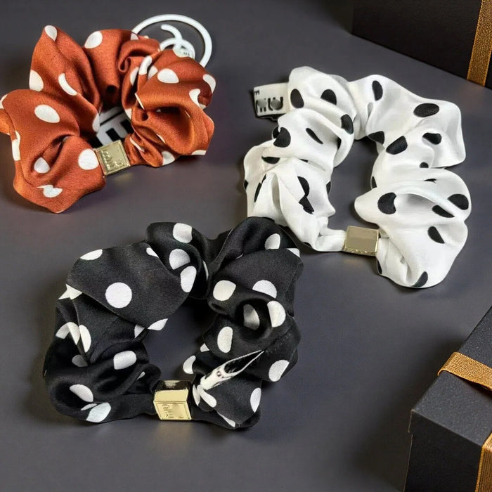 Wholesale Stylish Fabric Scrunchie With Polka Dot And English Letter Design Fashion Hair Accessory For Everyday Gift