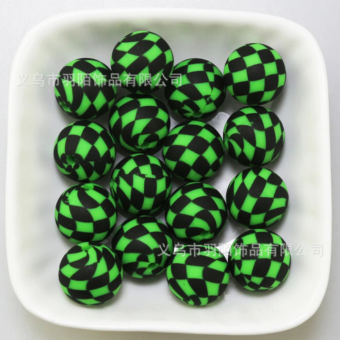 Wholesale 50pcs 15mm Grid Silicone Balls JDC-BDS-HongZhou012