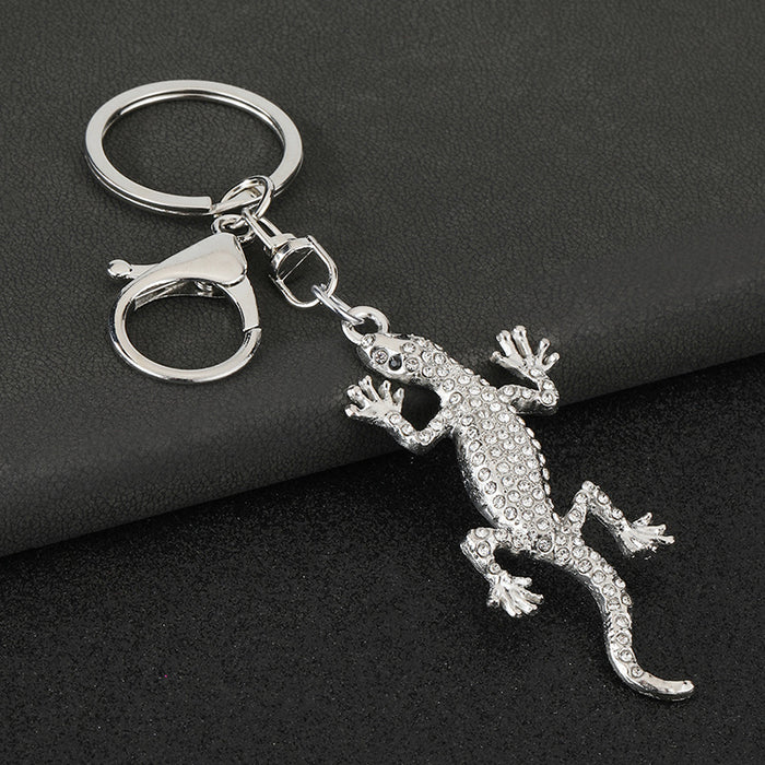 Wholesale Creative animal studded gecko keychain, handmade diamond accessories, full diamond pendant, keychain gift