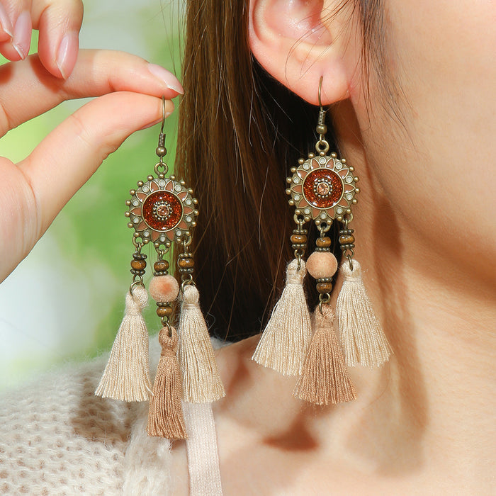 Wholesale Zinc Alloy Bohemian Tassel Earrings - Trendy Fashion Jewelry