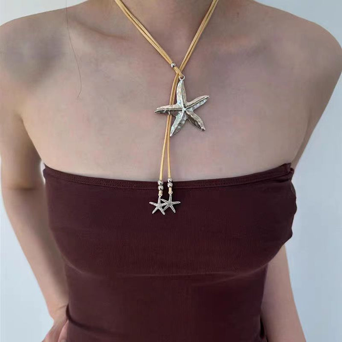 Wholesale Star Flower Necklace Bag Pendant Sense Long Neckchain Keychain Pendant
