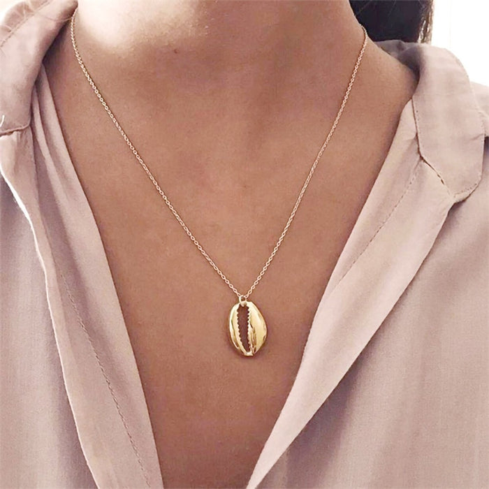 Wholesale Beach seashell gold-plated pendant seashell necklace