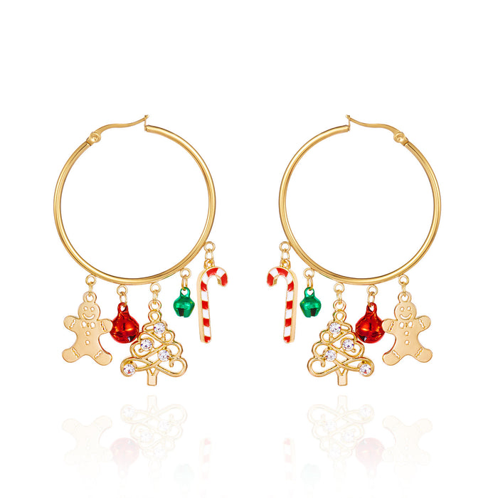 Wholesale Christmas gingerbread man cane pendant earrings