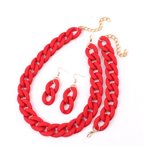 Wholesale Acrylic Rubber Feel Paint Versatile Necklace Earrings Set JDC-ES-ChouD012