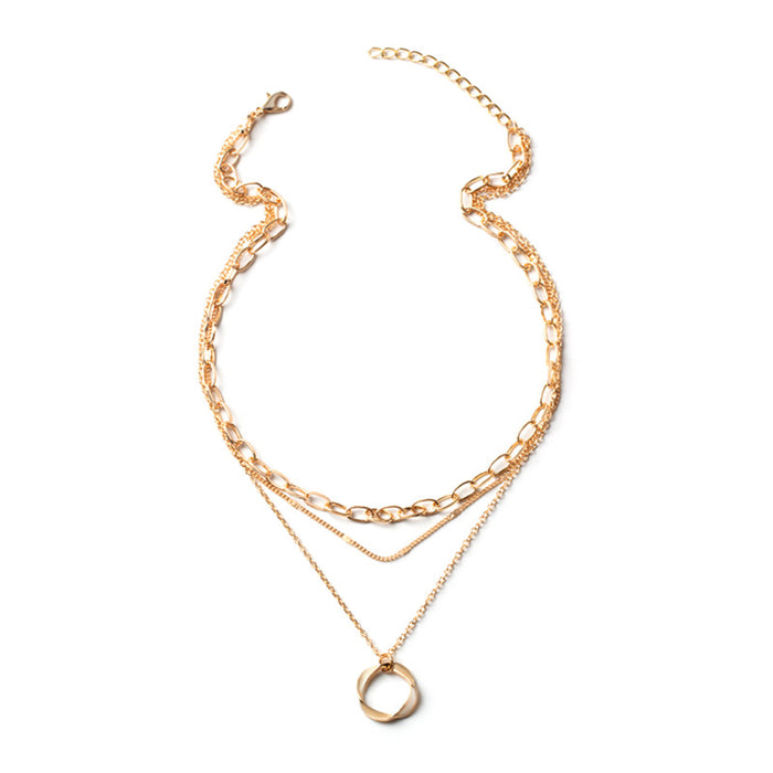 Wholesale Thick chain, exaggerated necklace, electroplated circle pendant, fashionable alloy necklace, personalized necklaces, metal accessories for women