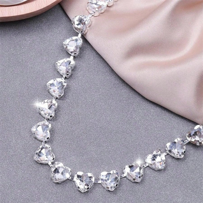 Wholesale Diamond-Encrusted Crystal Heart Necklace Pendant, Exaggerated Versatile Necklace