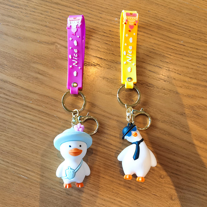 Wholesale Cartoon Cute Tilting Duck Soft Pvc Keychain JDC-KC-YMeng021