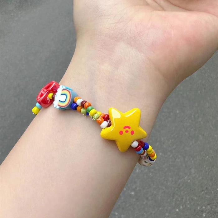 Wholesale Colorful Rainbow Star Elastic Rope Bracelet Jewelry