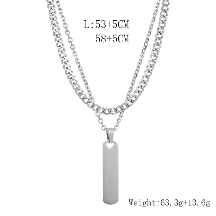 Wholesale Fashionable, personalized, versatile, trendy stainless steel double-layer Cuban chain necklace pendant accessory
