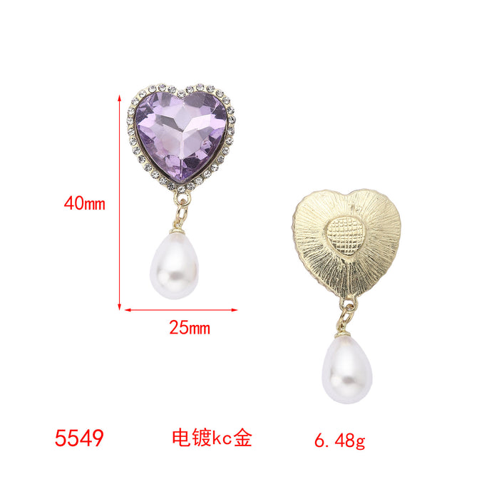 Wholesale Advanced pearl DIY accessories with diamond inlay, light luxury temperament, love crystal tassel alloy accessories, jewelry