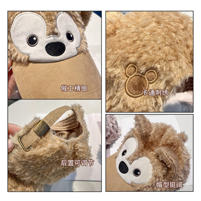 Wholesale Plush baseball cap for girls, cute and warm in autumn and winter, little bear stand up ear cartoon duckbill cap