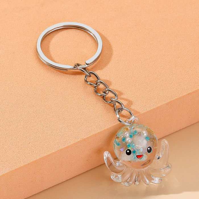 Wholesale Resin Transparent Luminous Octopus Keychain JDC-KC-RongRui035