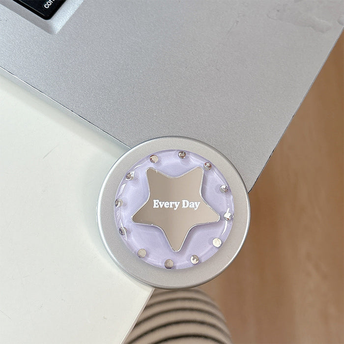 Wholesale Simple Star Design Desktop Retractable Phone Holder with Rhinestone Mirror