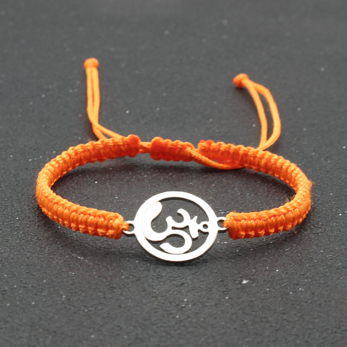 Wholesale  jewelry stainless steel round OM bracelet hand-woven adjustable hand rope