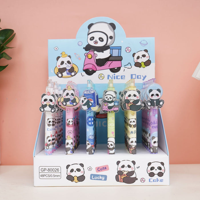 Wholesale 48 pcs Black core 0. 5mm cute cartoon sticker push-button pen