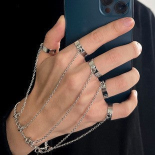Wholesale Fashionable punk style creative finger linked bracelet ring detachable accessory
