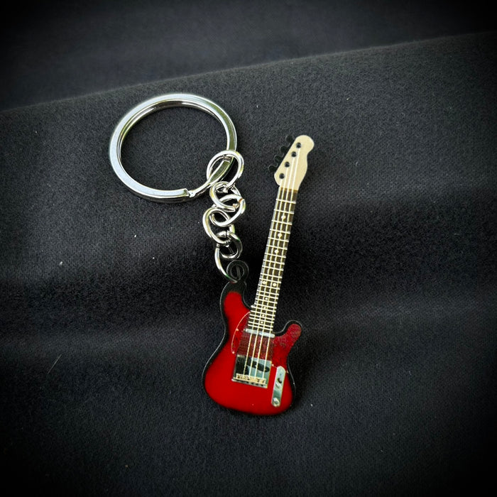 Wholesale Stainless Steel Color Printed Embossed Guitar Keychain JDC-KC-DianHe001