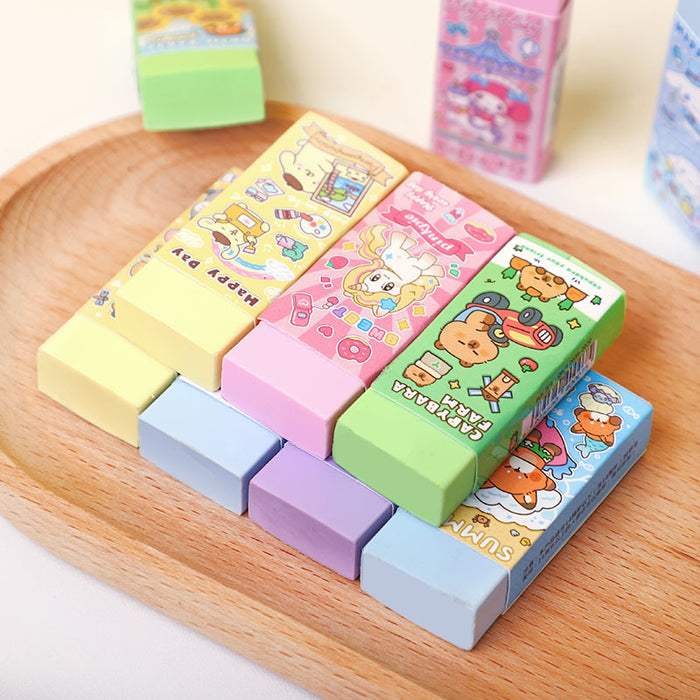 Wholesale Cartoon eraser set cute eraser elementary school students children' s stationery gift creative pencil eraser