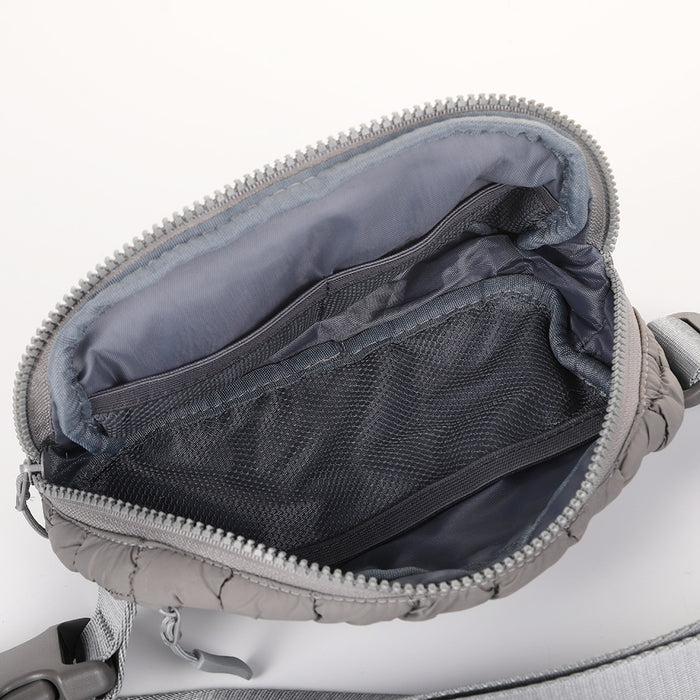 Wholesale Quilted Grid Crossbody Bag Nylon Sport Waist Pack for Outdoor Running Cycling Gift MOQ≥2