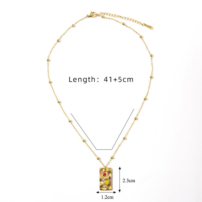 Wholesale Stainless steel rainbow gemstone necklace, personalized polygon necklace, color preservation wholesale