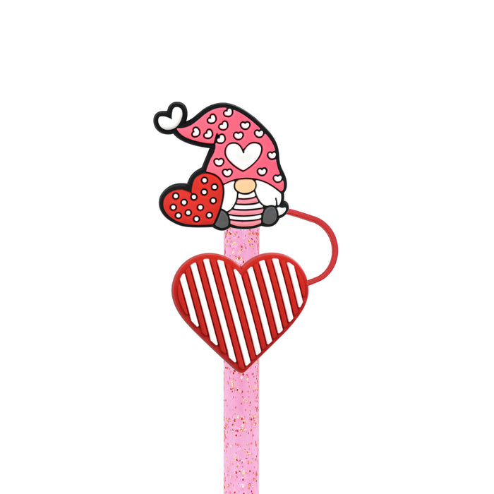 Wholesale 10mm Valentine's Day 10mm Cartoon 100pcs PVC Cartoon Straw Cap JDC-SCR-RYY004