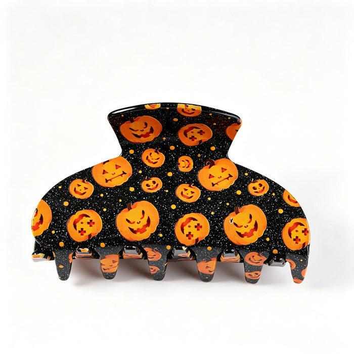 Wholesale Stylish  Shark Claw Hair Clips Ghost Pumpkin Black Cat Print Women Hair Accessory