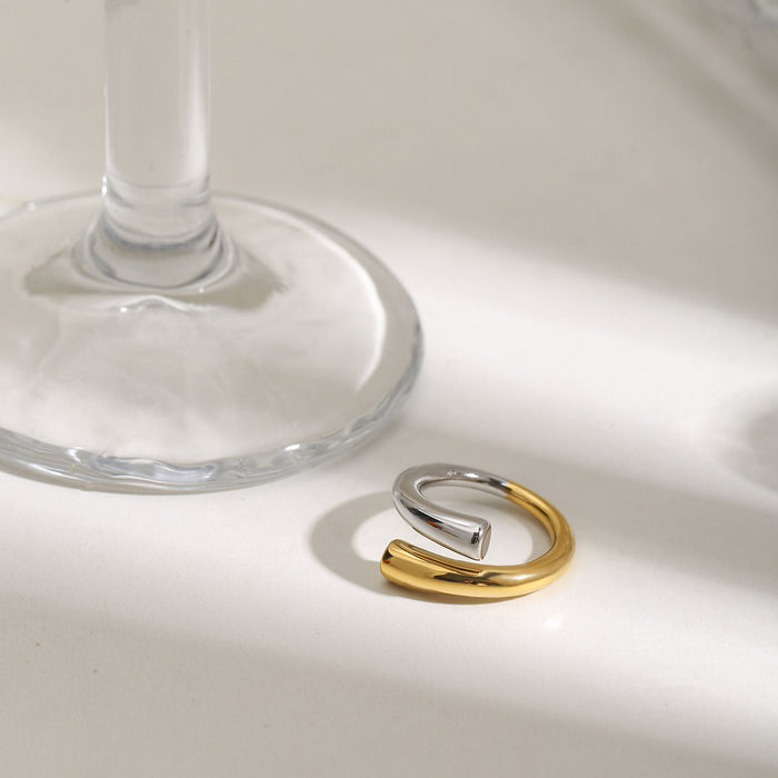 Wholesale stainless steel ring titanium steel gold and silver color matching jewelry