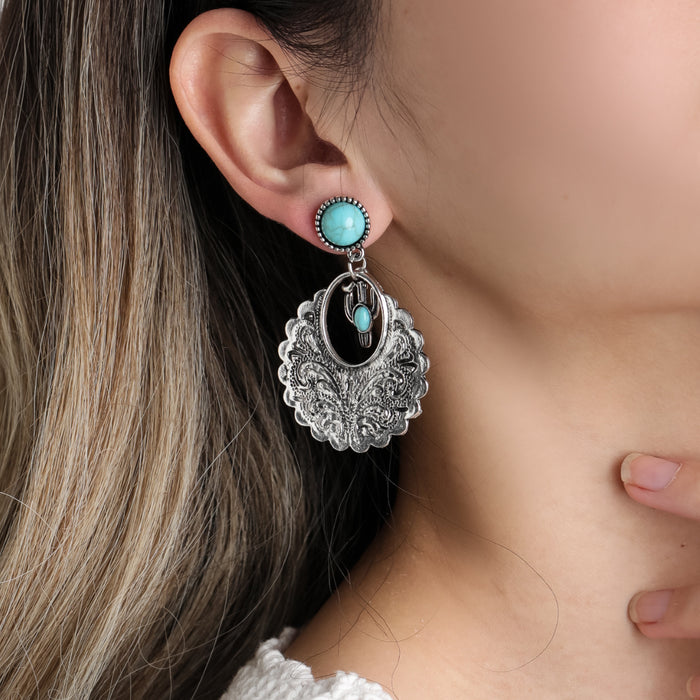 Wholesale Ethnic Style Turquoise Earrings JDC-ES-JunJie004