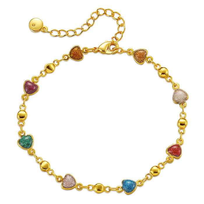Wholesale European and American Geometric Love Design Multi color Drip Oil Bracelet Creative Summer New Product Handmade Copper
