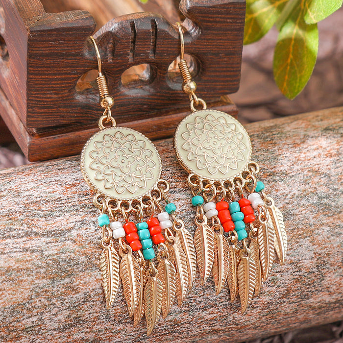 Wholesale 2pcs Bohemian Vintage Flower Tassel Elegant Earrings