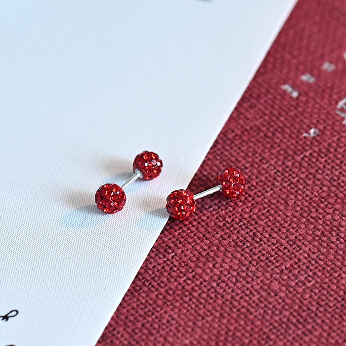 Wholesale Silver sparkling diamond ball with hanging earrings, simple and niche design, exquisite ear bone studs and earrings