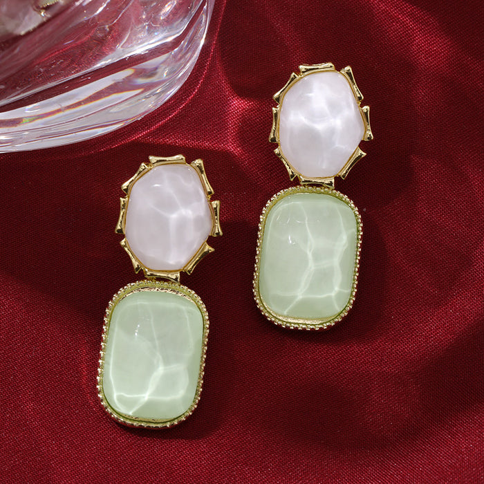 Wholesale Contrast color water ripple irregular square earrings