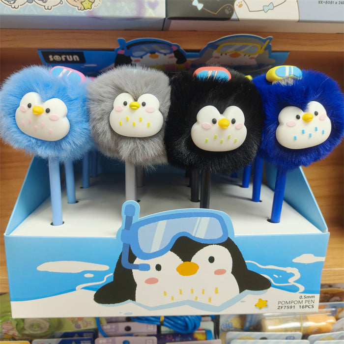 Wholesale Cute animal elephant pom-pom ballpoint pen