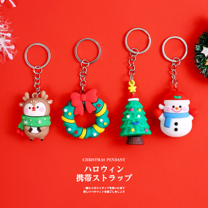 Wholesale  PVC soft rubber key chain pendant cartoon snowman doll bag ornaments