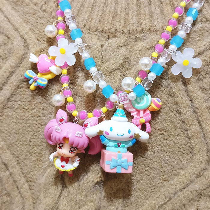 Wholesale Hand-made Crystal Beaded Cartoon Little Rabbit Gift Neck Chain Clavicle Chain Short Necklace Neck Chain for Women
