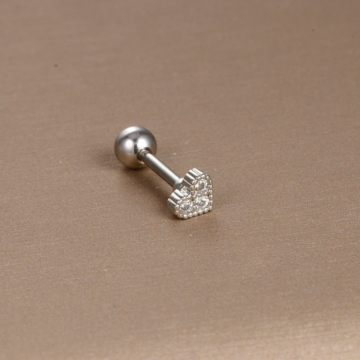 Wholesale Jewelry Stainless Steel Ear Nail Zircon Ball Screw Women