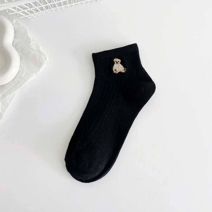 Wholesale Socks thin, simple and cute cartoon embroidery sports shallow mouth low top boat socks