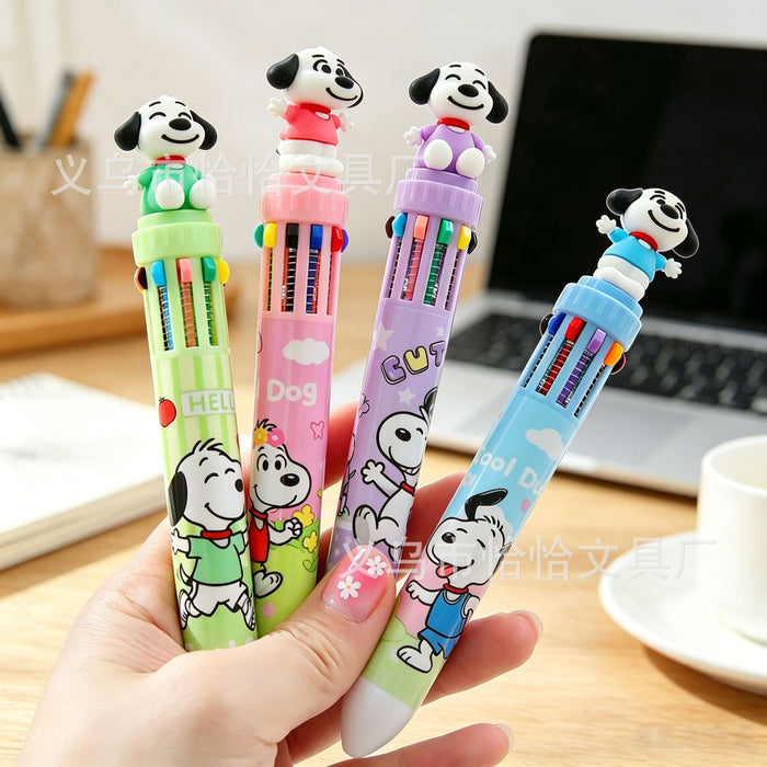 Wholesale 6pcs Ten-Color Ballpoint Pen Cute Soft Rubber Design Oil-Based Ballpoint Pen