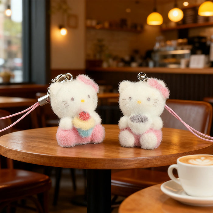 Wholesale 3D Flocked Kitten Charm  Cute Keychain