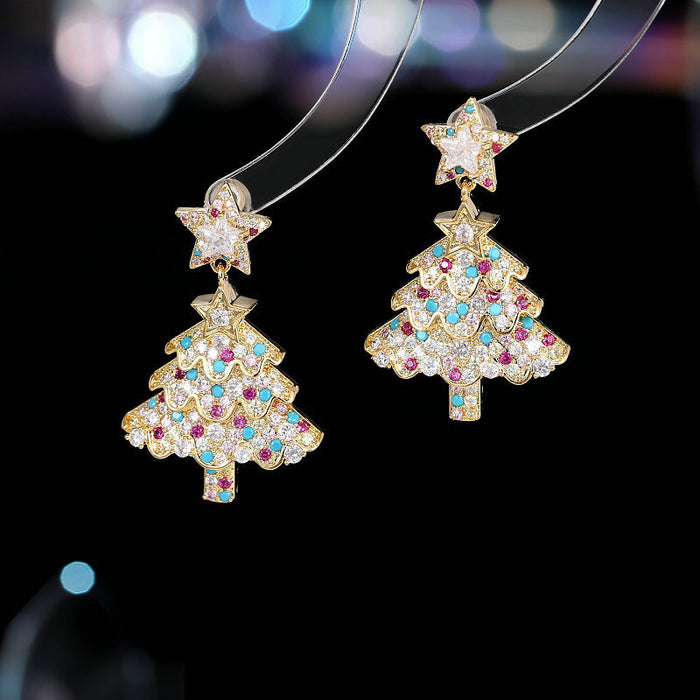 Wholesale Christmas tree-shaped star earrings